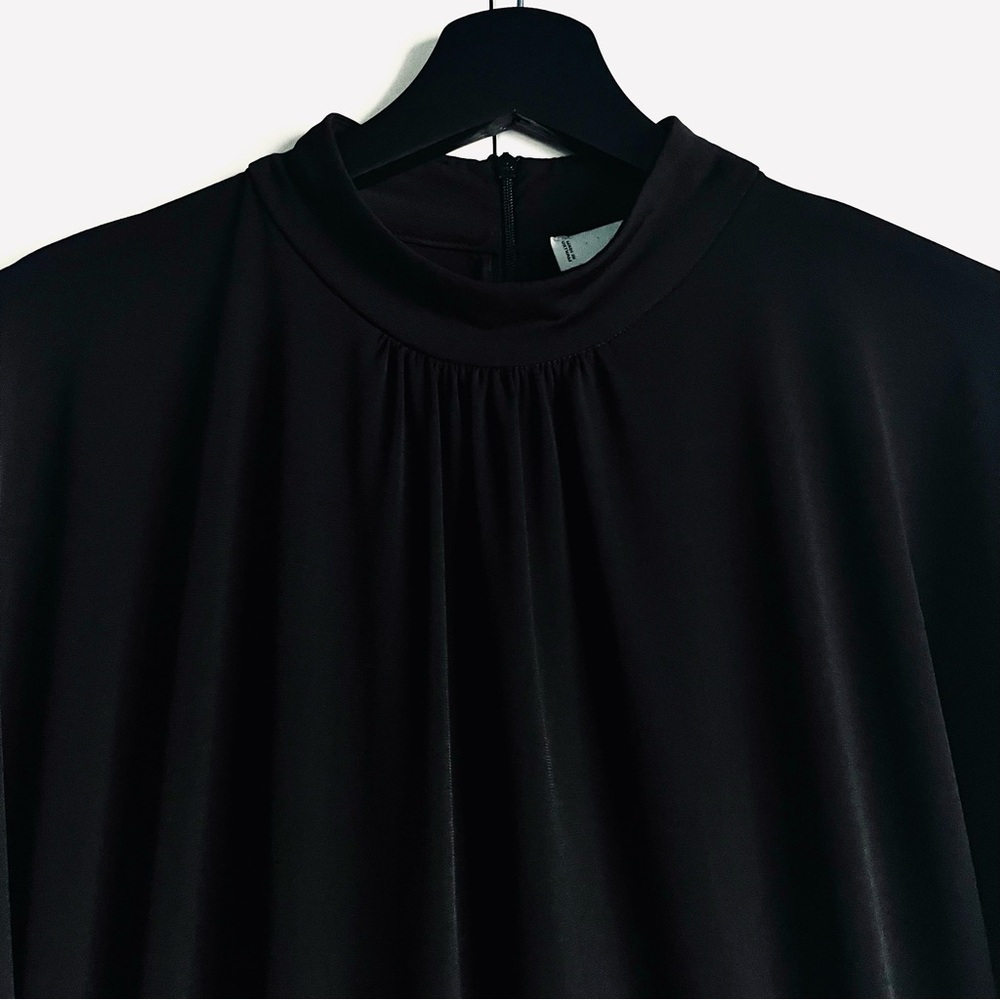 Mango Basics Black Solid Blouson Flutter Sleeve M… - image 7
